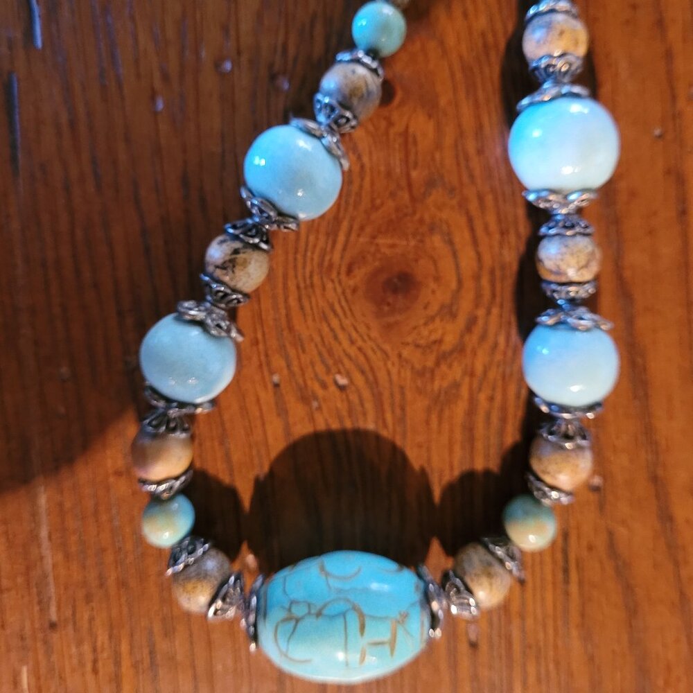 Unique Turquoise Beaded Necklace-Worn Twice!